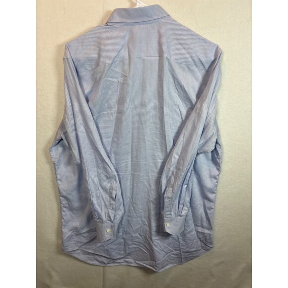 Canali Mens Dress Shirt Size 42 16.5 Blue & White Houndstooth Cotton Made In Ita - Picture 10 of 12